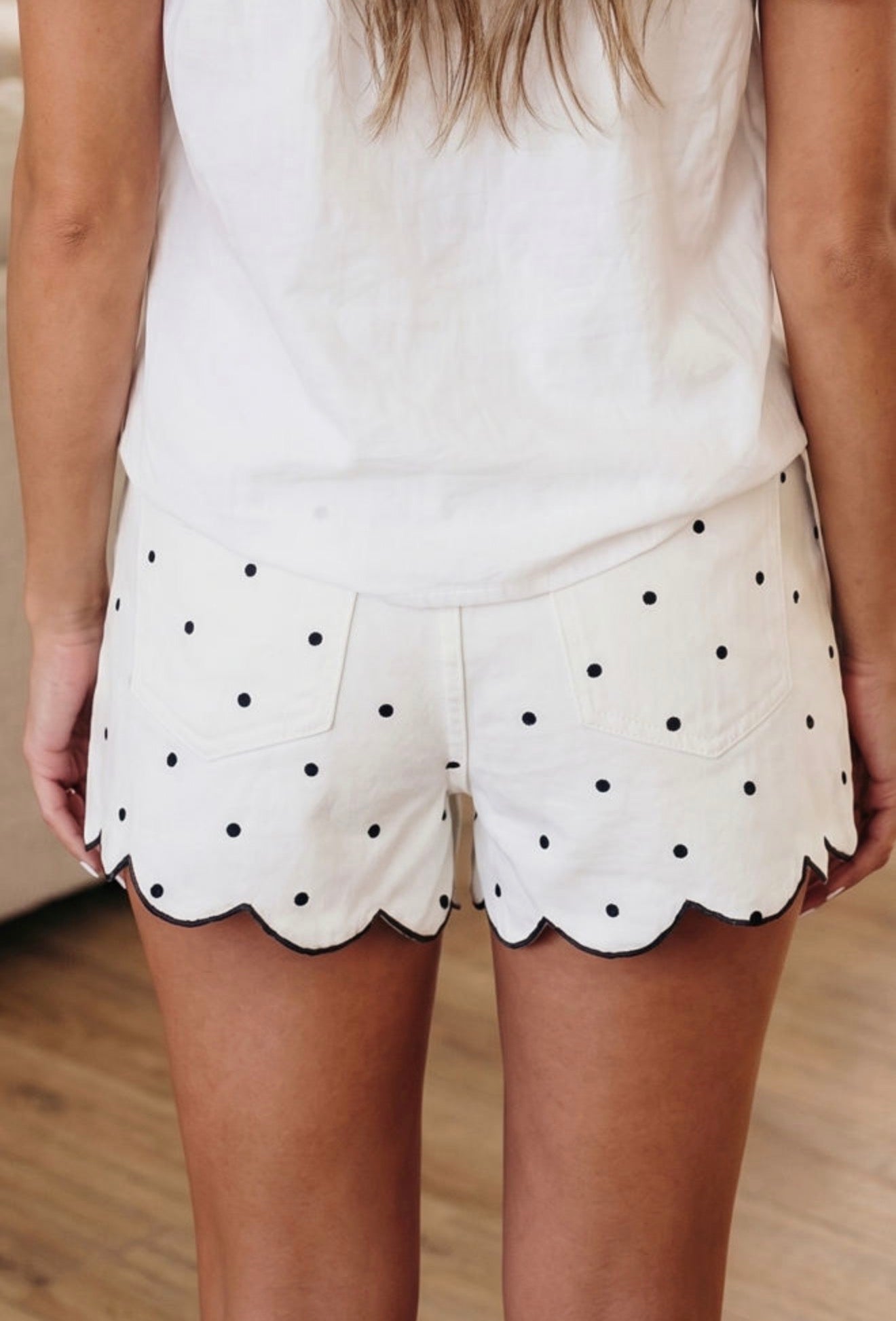 White polka dots shorts