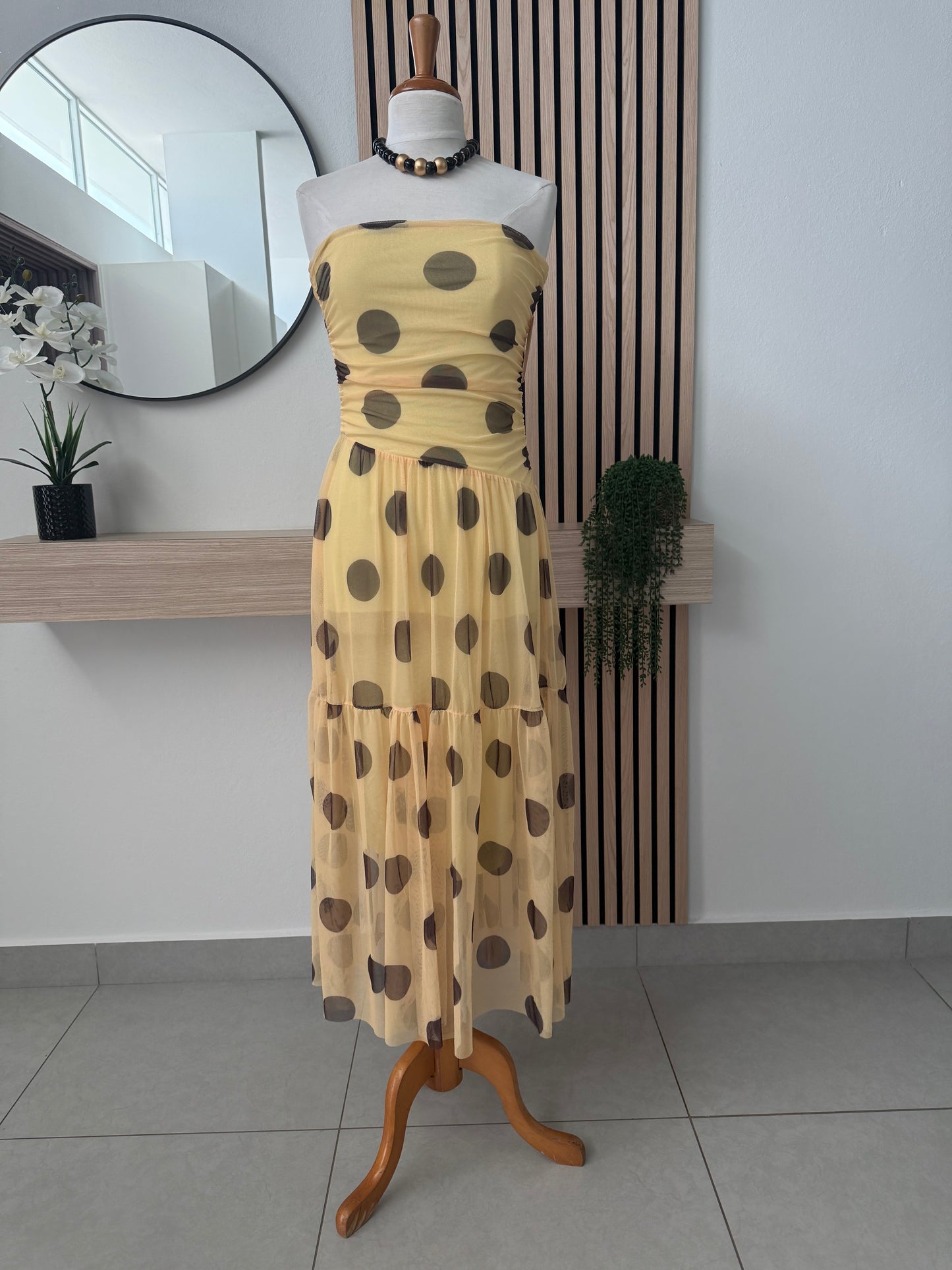 Mesh spot maxi dress
