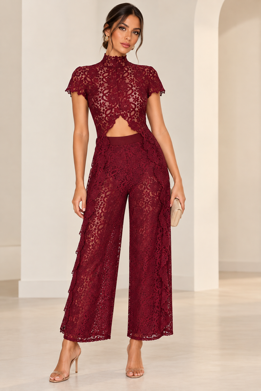 Burgundy Lace Set