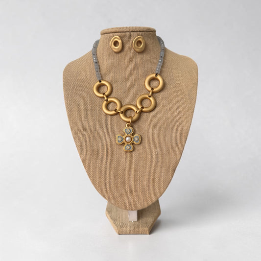 Golden Cross Statement Necklace