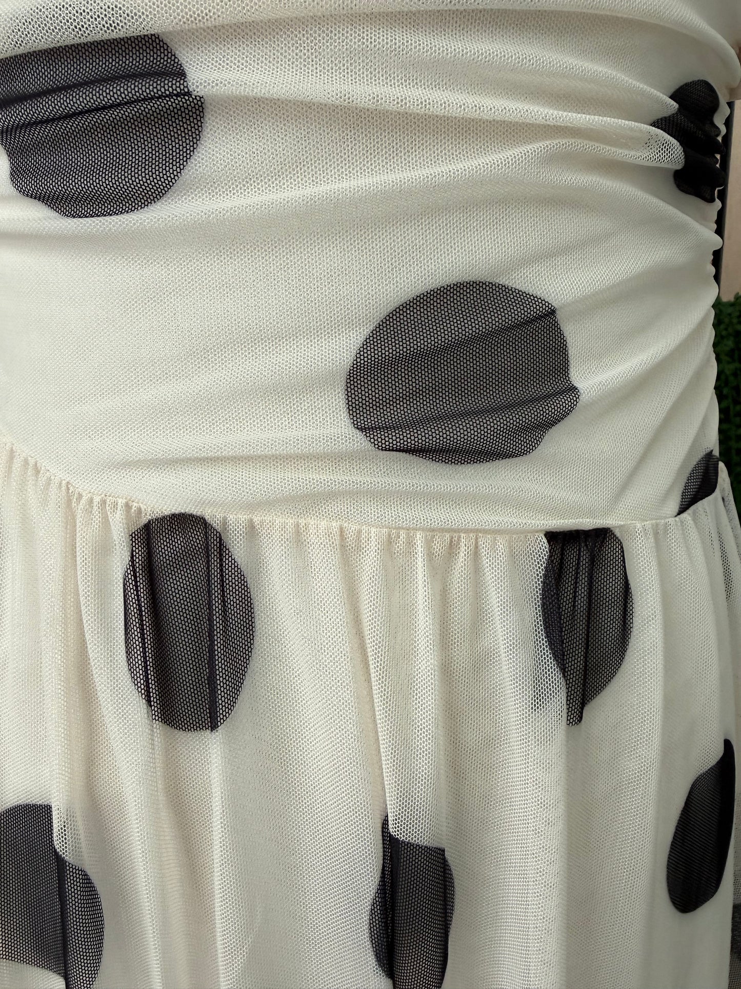 Mesh spot maxi dress