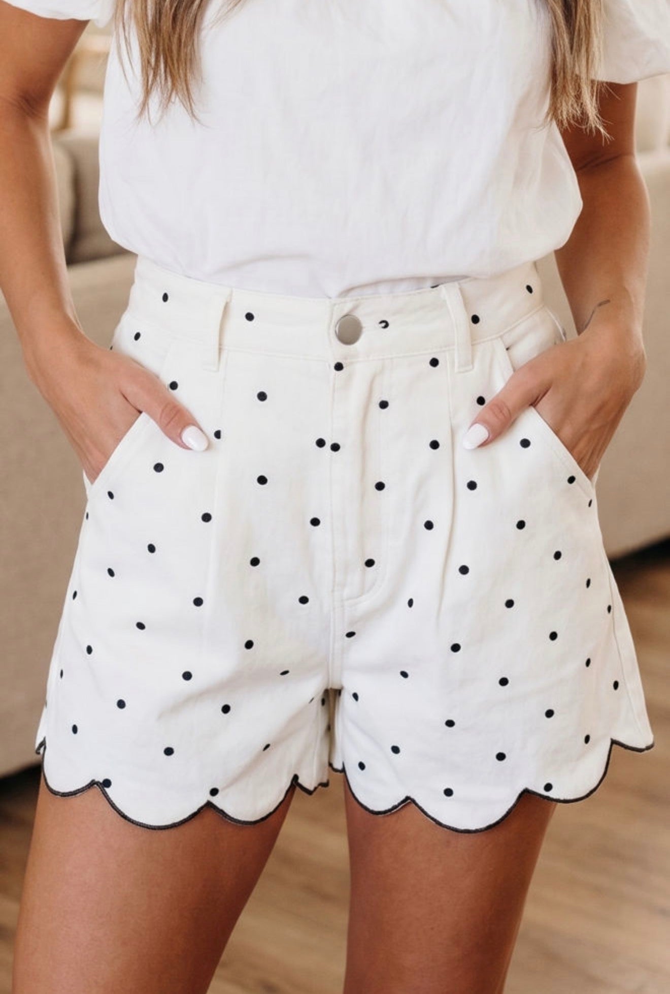 White polka dots shorts