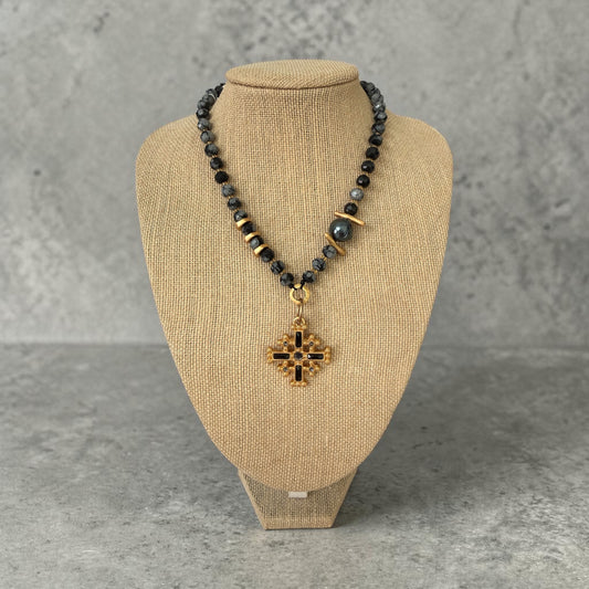 Black cross Swarovski necklace
