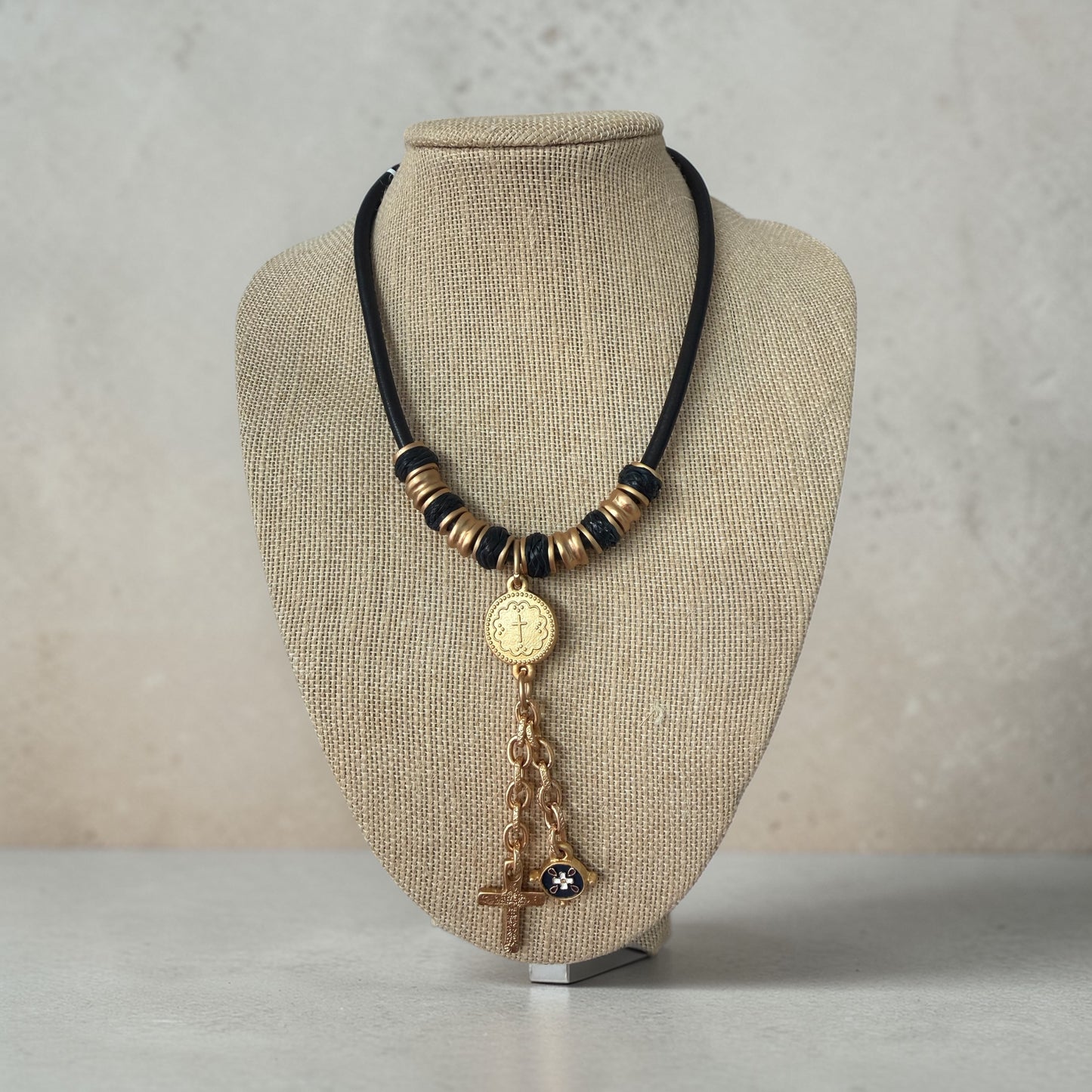 Midnight Aura 24K Gold Vegan Leather Necklace