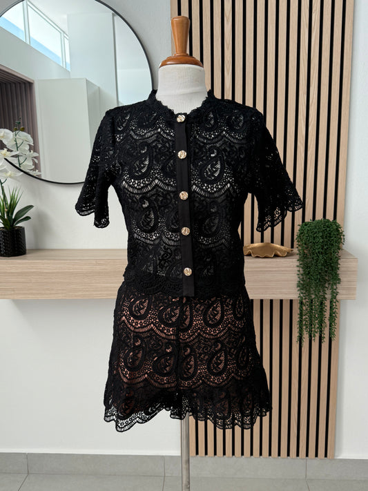 Paisley Crochet Blouse And Shorts Set