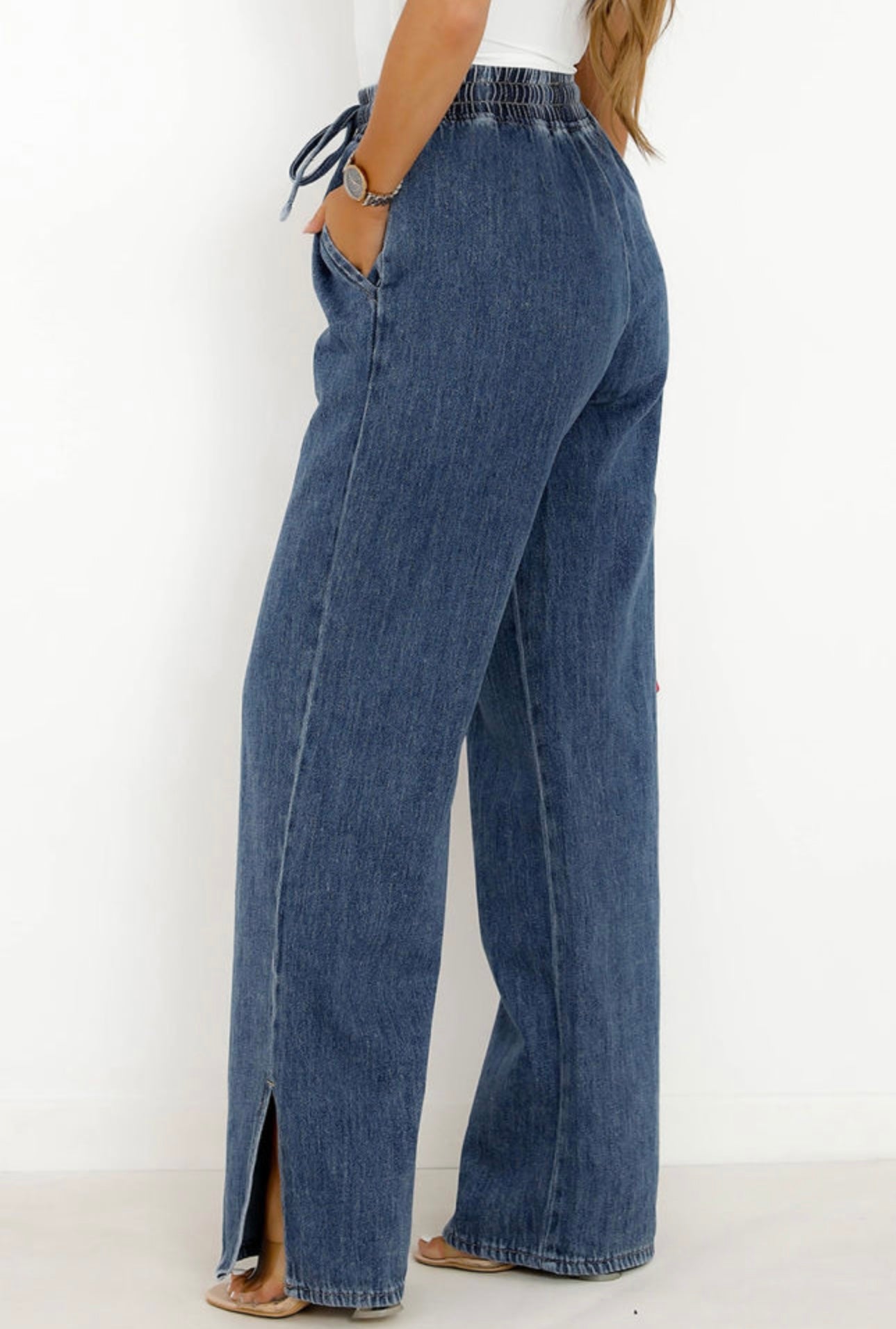 Dark blue elastic pants