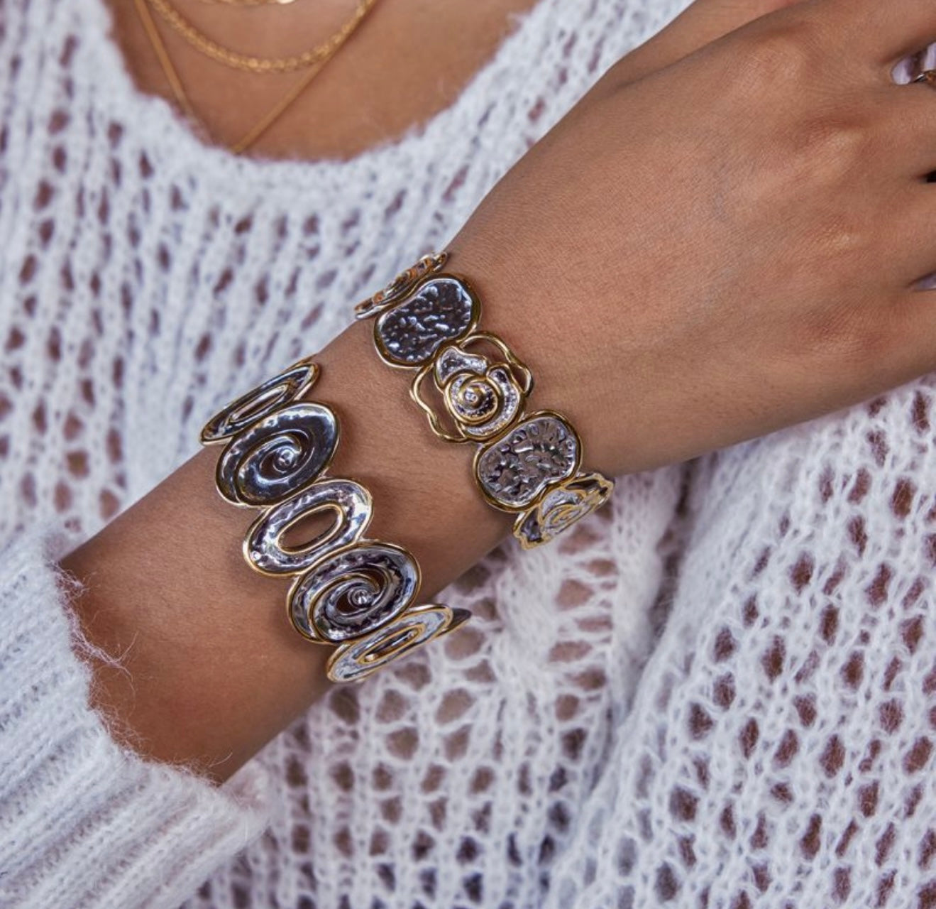 Two tone bracelet and ring