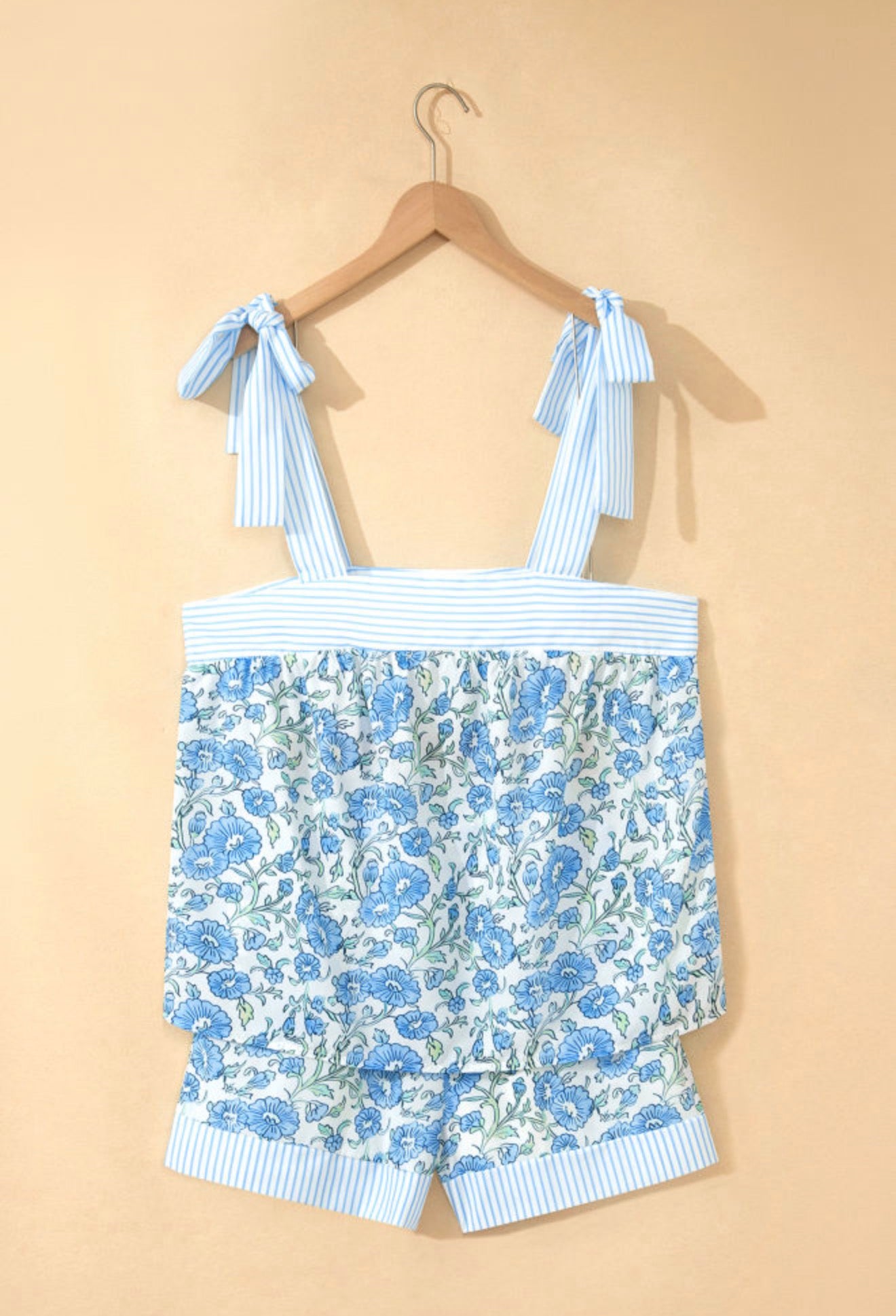 Floral striped short set