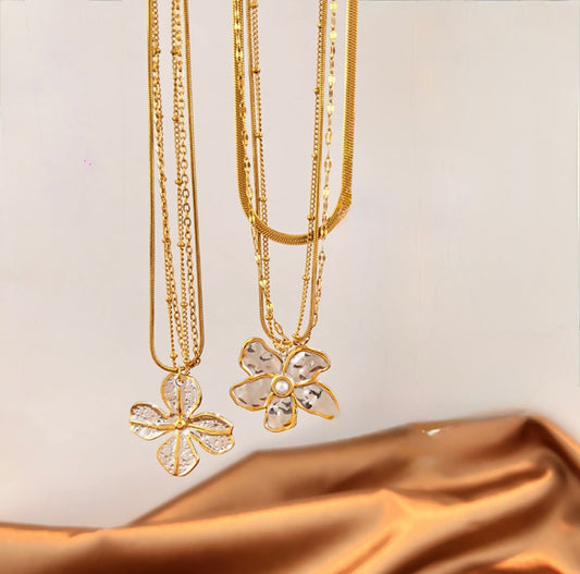 Multilayer flower necklace