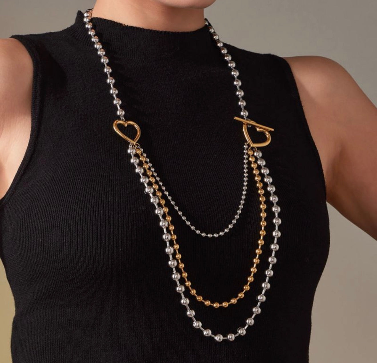 Multilayer two tone necklace