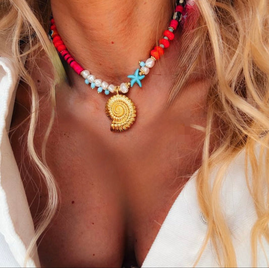 Conch beads necklace