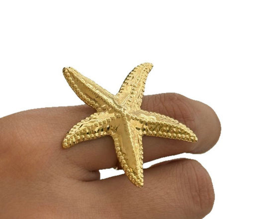 Gold starfish ring