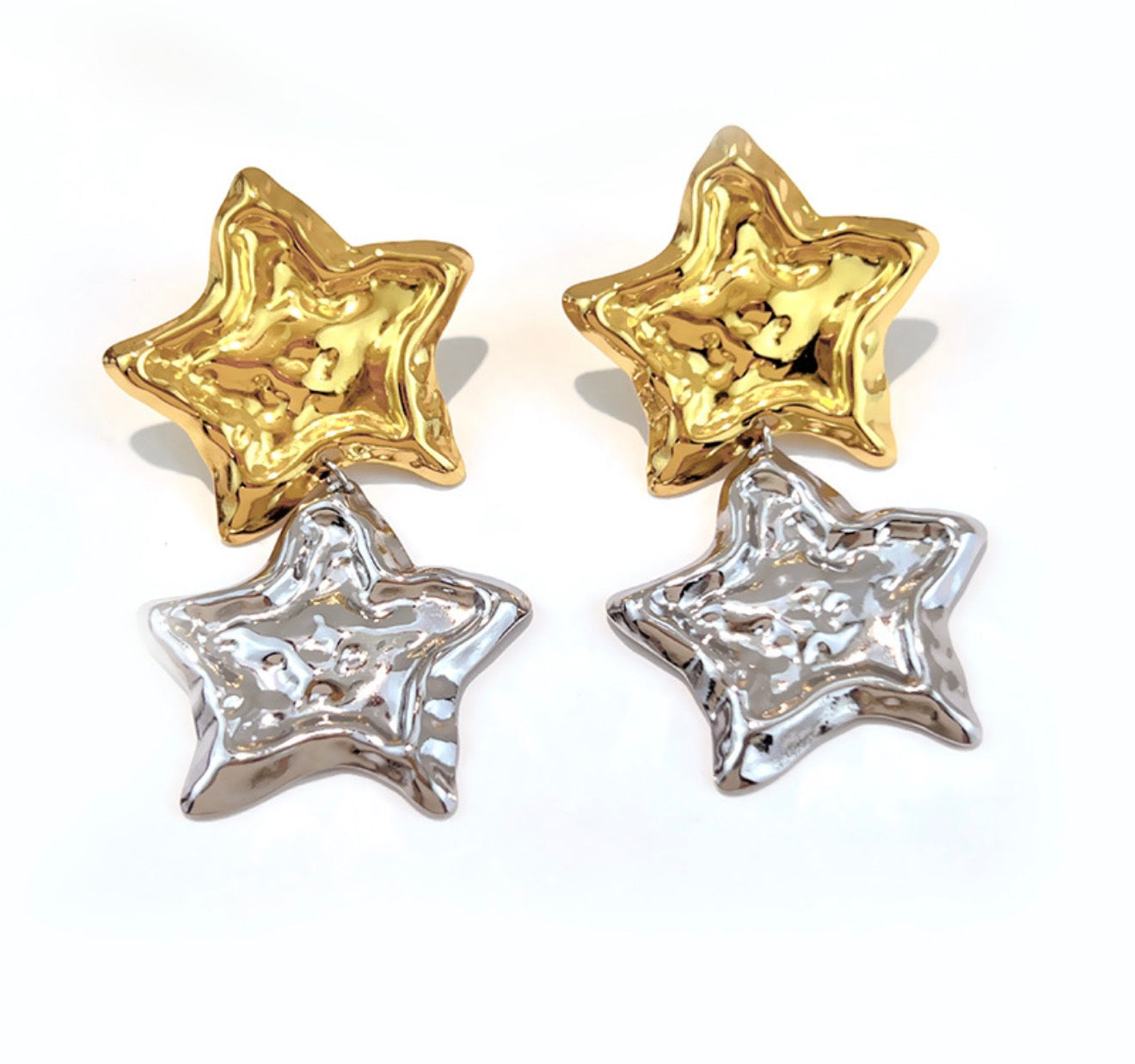 Two tone star’s earrings