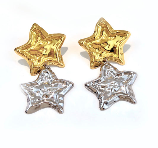 Two tone star’s earrings