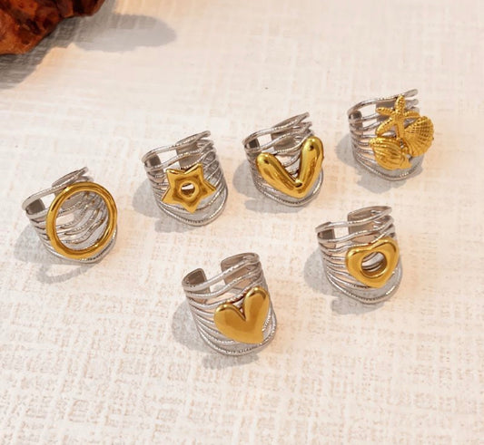 Golden charm rings
