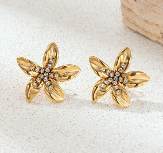 Diamond flower earrings