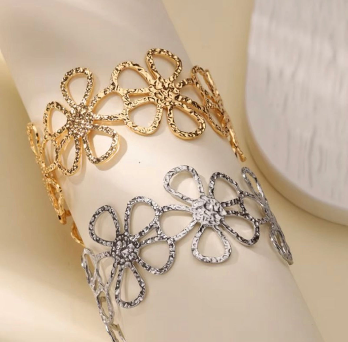 Flowers bracelet and ring set