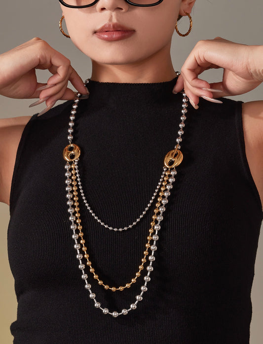 Multilayer two tone necklace