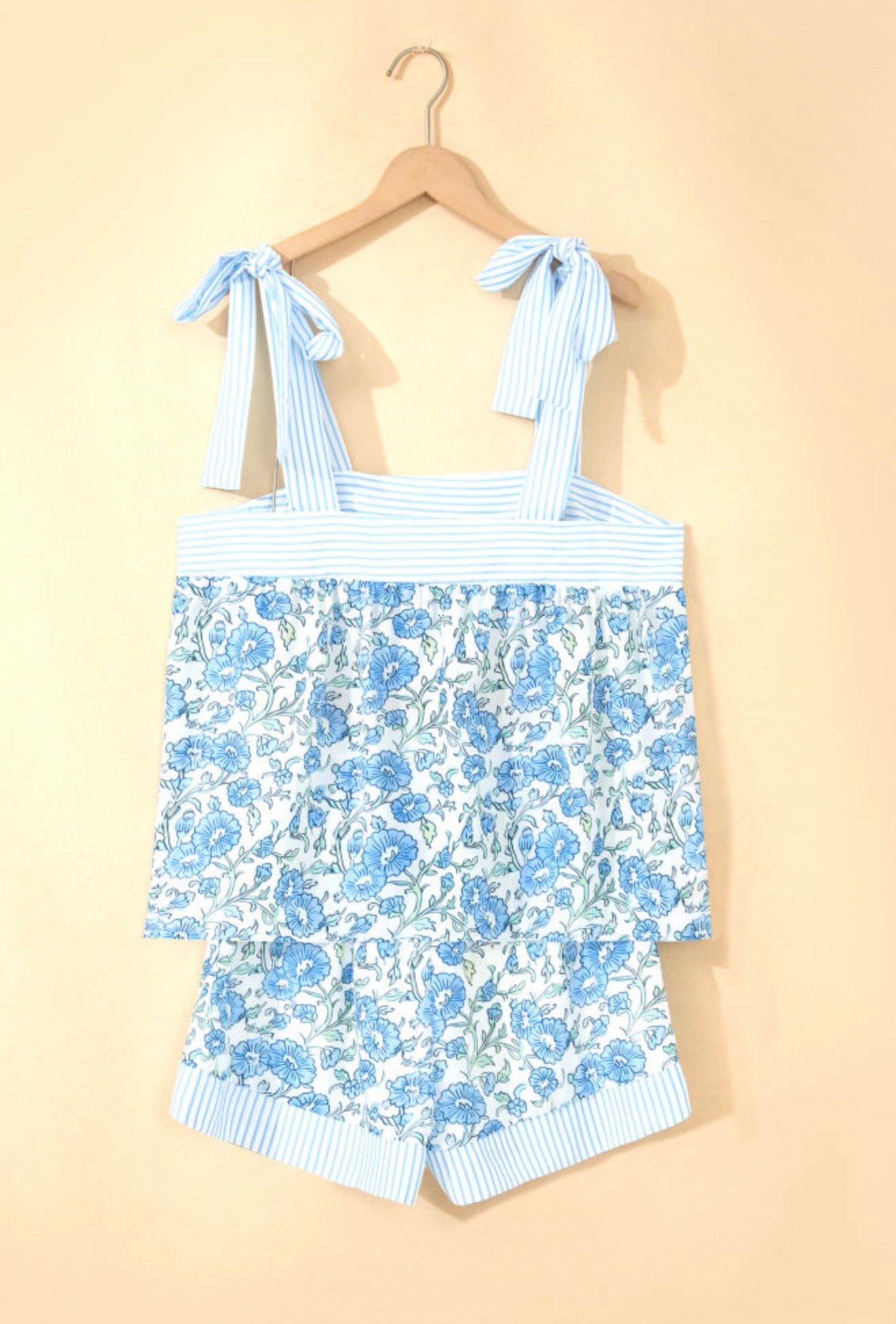 Floral striped short set