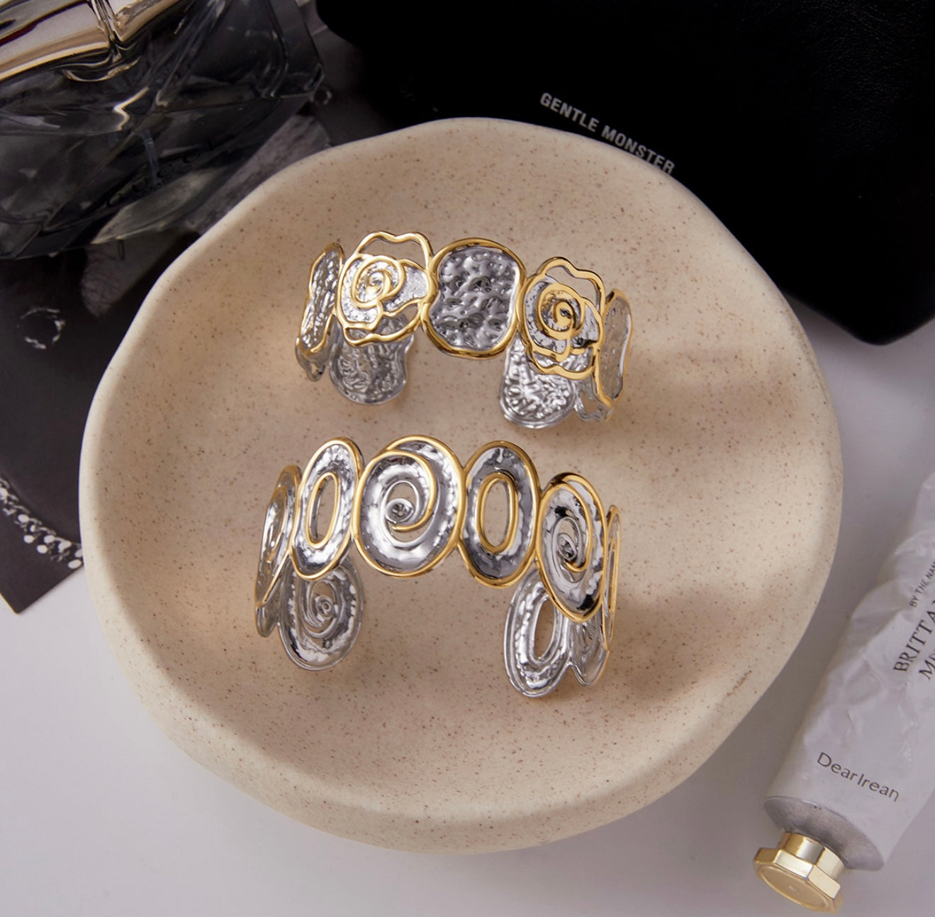 Two tone bracelet and ring