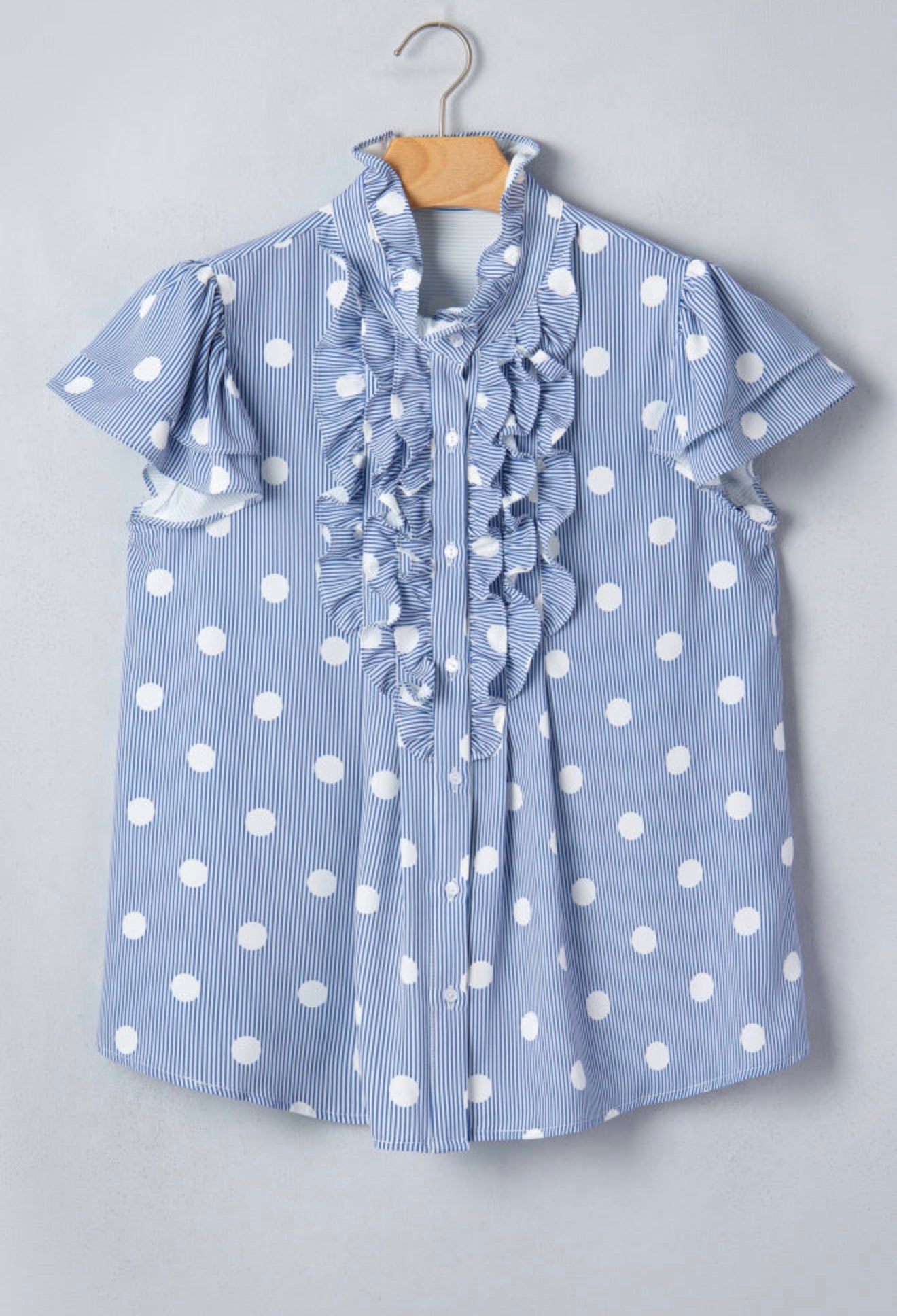 Sky blue polkadots top