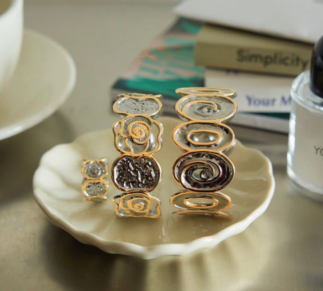 Two tone bracelet and ring