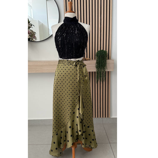 Ruffle Asymmetrical Midi Skirt