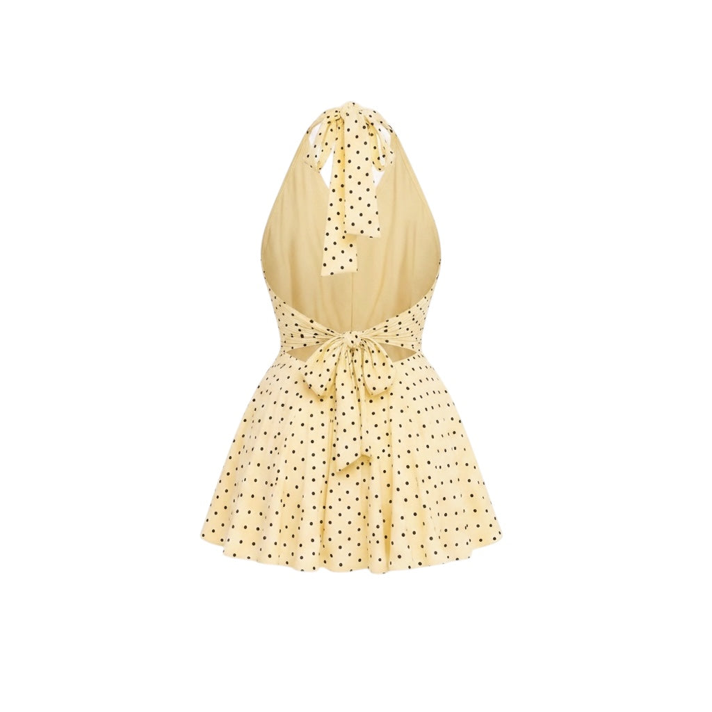 Polka Dot Slinky Halter Neck Mini Dress