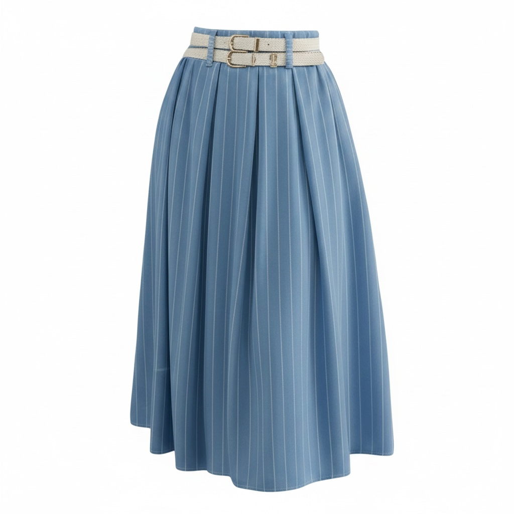 High-Waisted Belted A-line Skirt