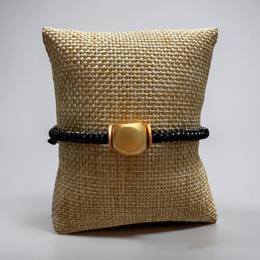 Adjustable Black and Gold Cord Bracelet