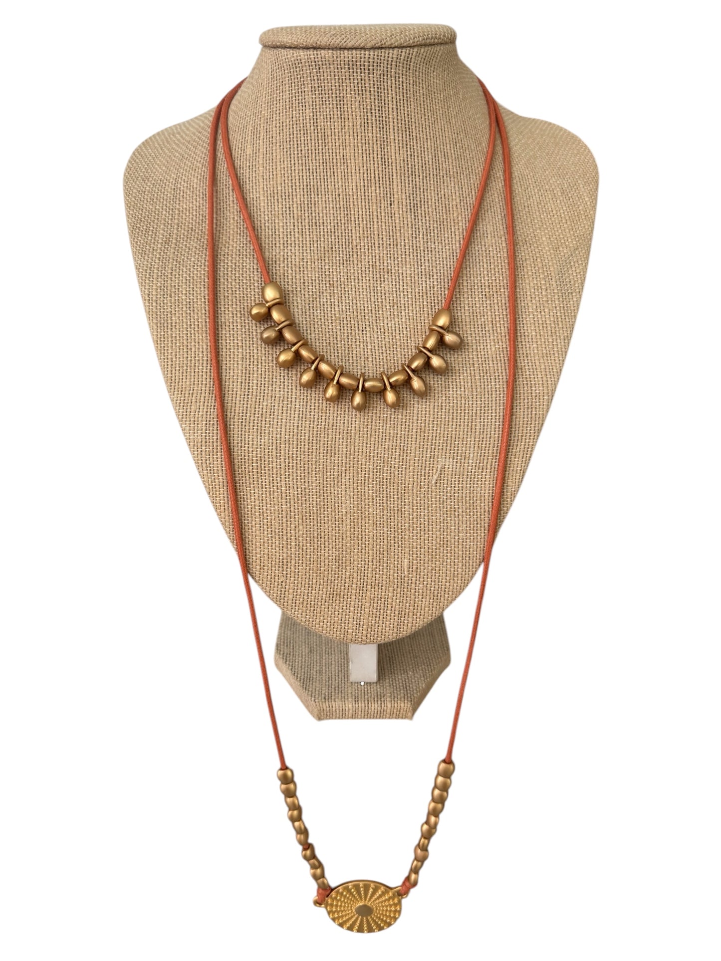 Orange gold long necklace