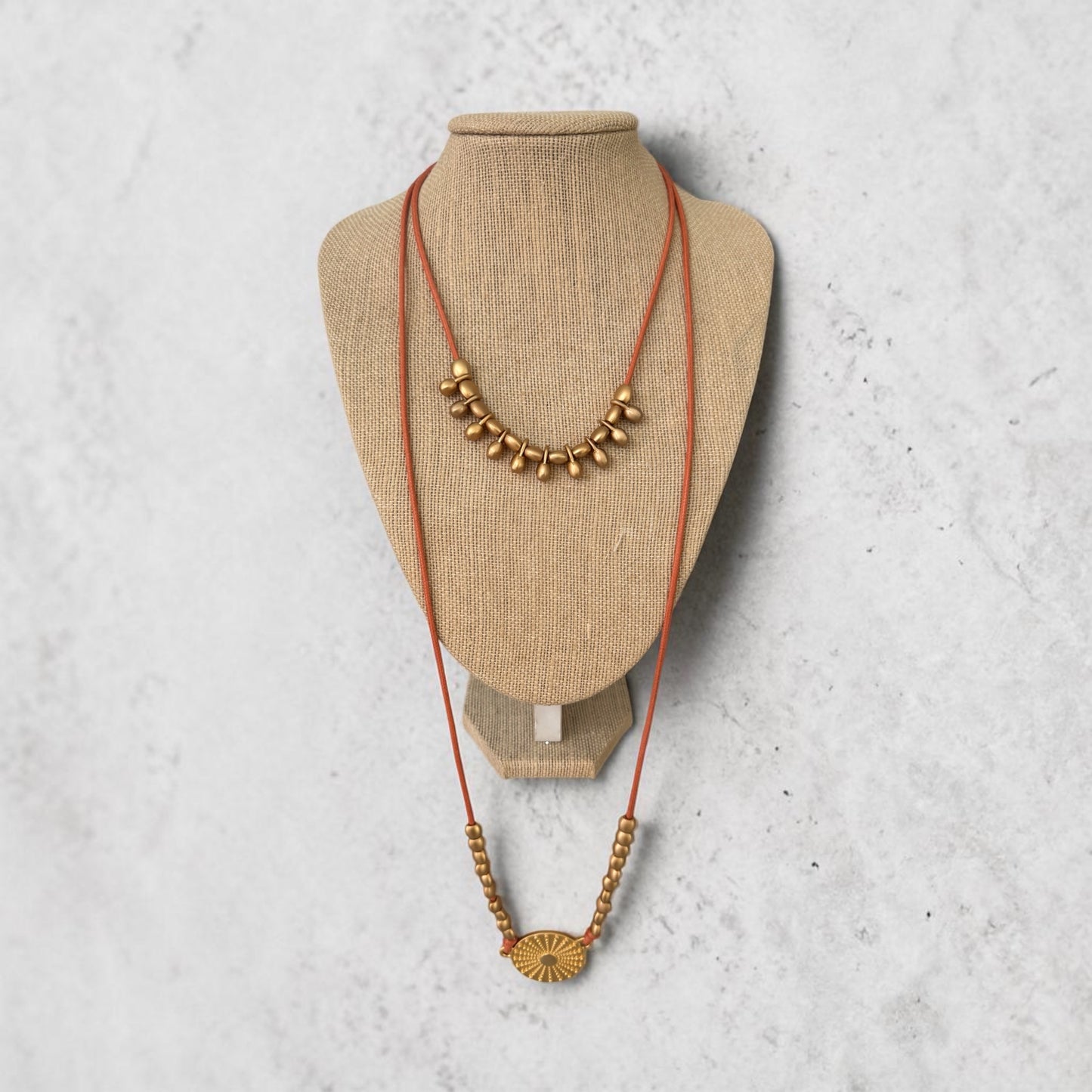 Orange gold long necklace