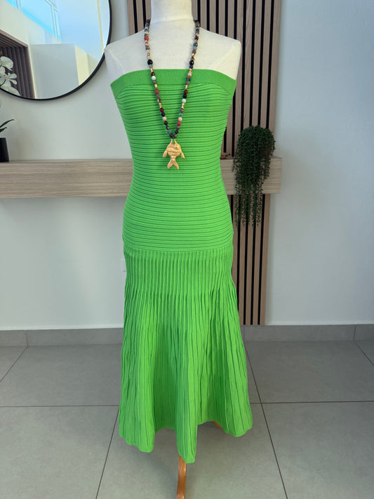 Green knitted maxi dress