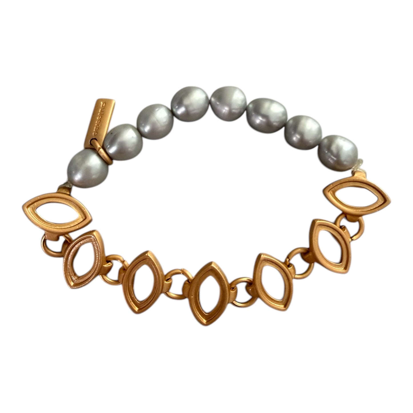 Gold and gray pearls bracelet