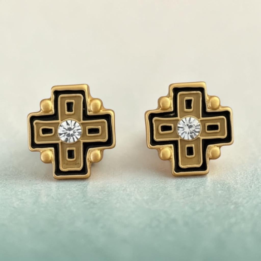 Cross swarovski crystal earrings