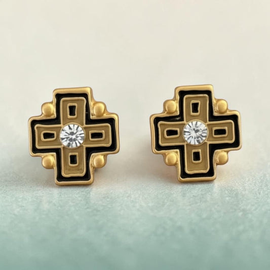 Cross swarovski crystal earrings