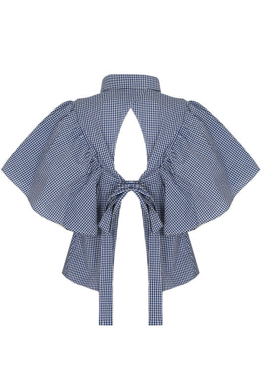 Gingham Back Crossover Top