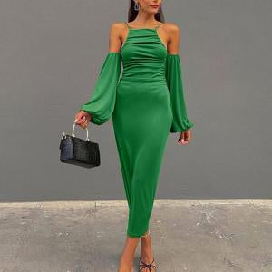 Off shoulder green dress